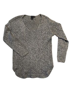 Quinn Grey Marled V-Neck Side Zip Casual Sweater Women's Size Small